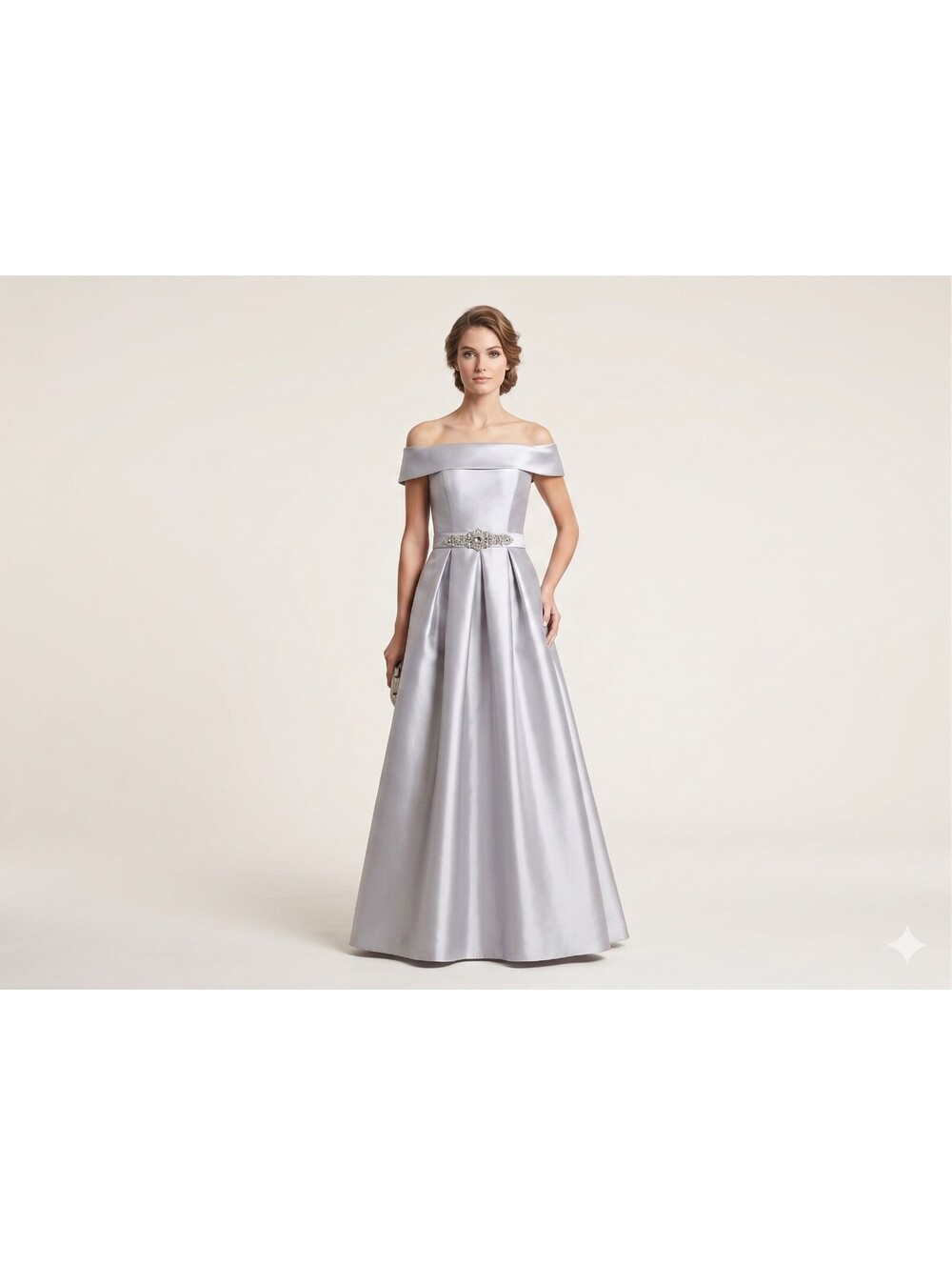 Eliza J Off-the-Shoulder Satin Gown – Size 6